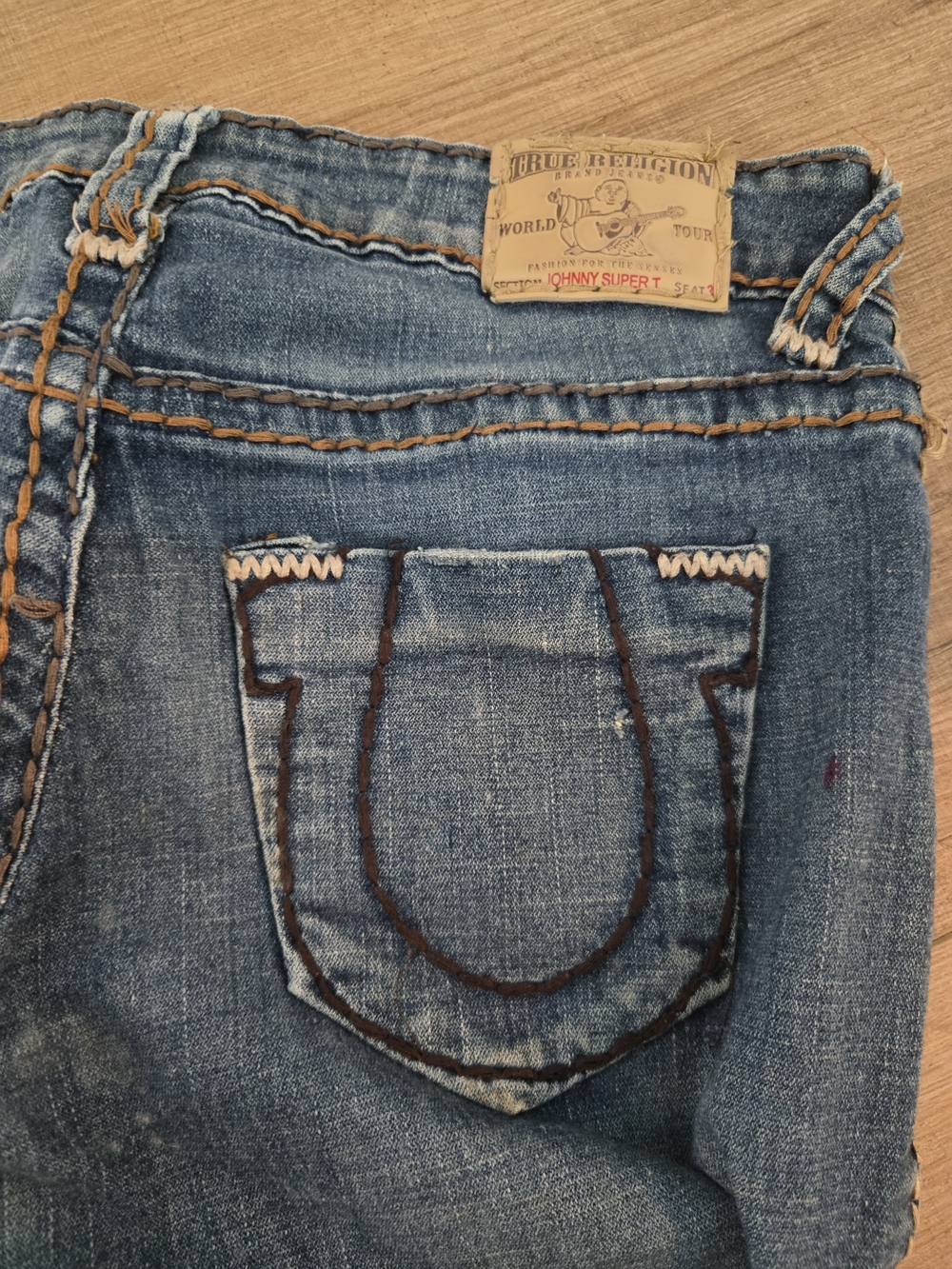 Vintage True Religion Low Rise Blue Denim Skinny Jeans with Contrast Stitching - Picture 2 of 6
